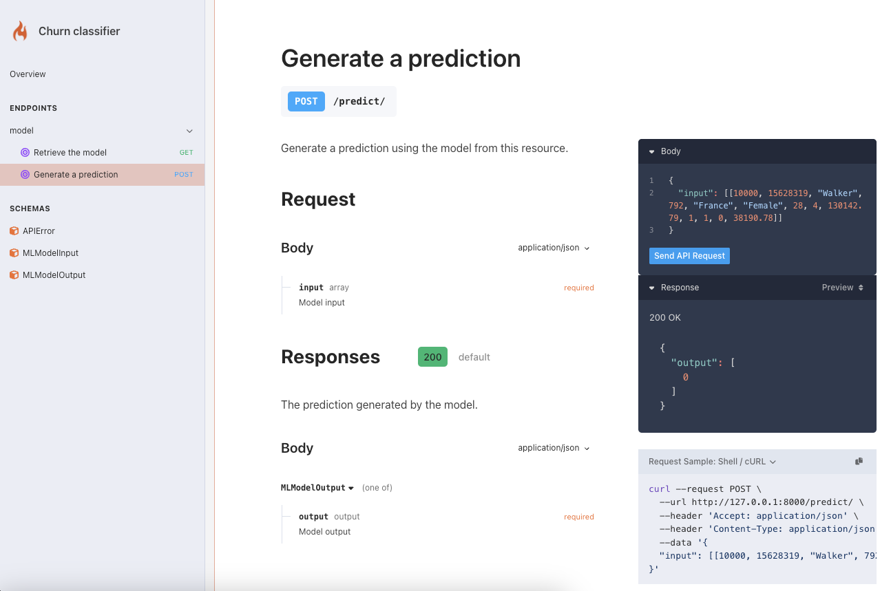 Model prediction with serve